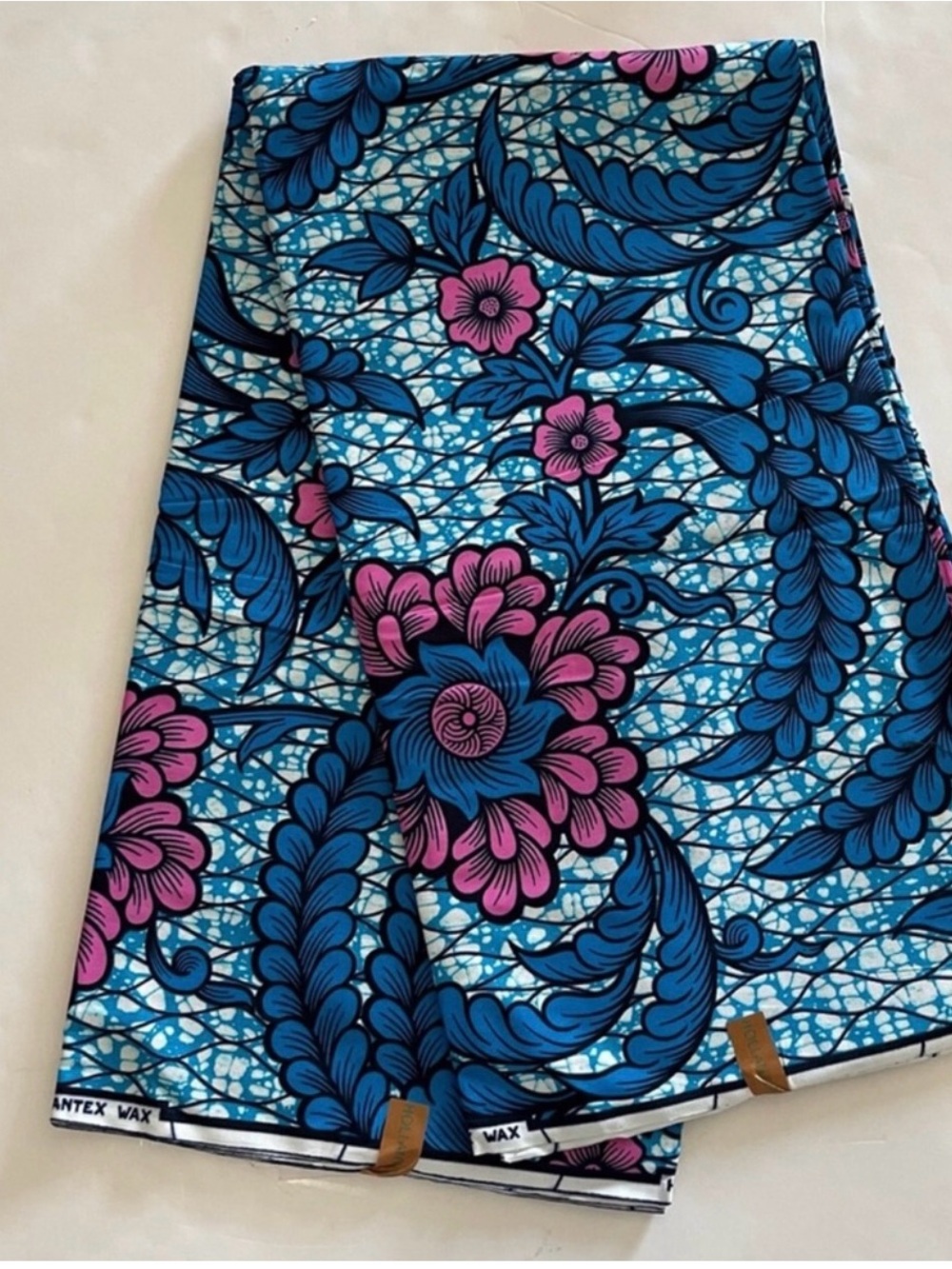 Vibrant Blue & Pink Floral Cotton Fabric